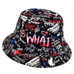 Men's Hip Hop Bucket Hat Colored Graffiti Print Street Style