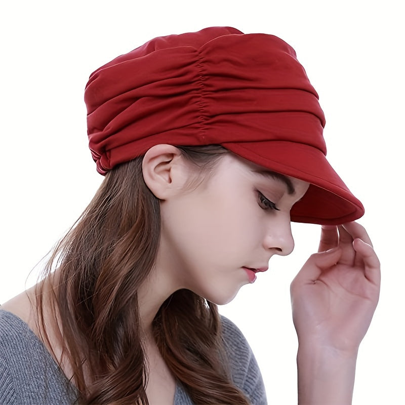 Women's Lightweight Ruched Newsboy Hat Flat Cap
