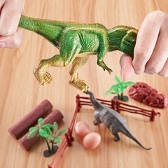 48pcs Dinosaur Playset Realistic Figures Eggs Trees Fence Educational Toy Green