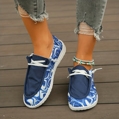 Women's Print Canvas Slip On Flat Sneakers