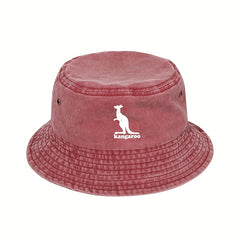 Kangaroo Patterned Fishing Cap Sunshade Bucket Hat for Outdoor Activities