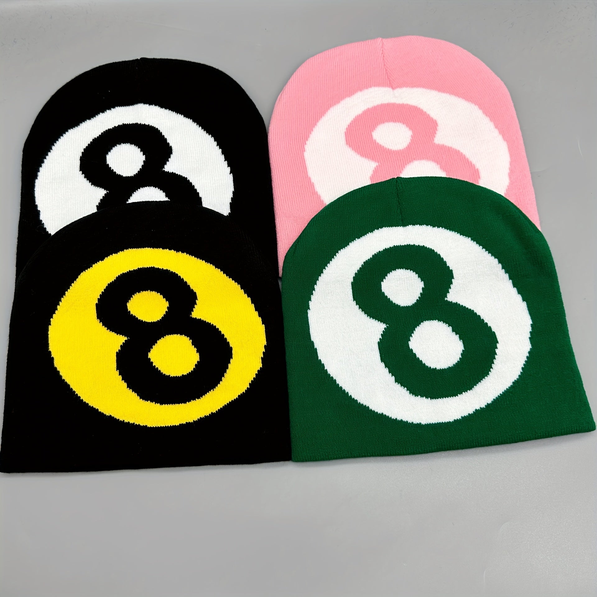 Block Number Jacquard Beanie Hip Hop Skull Cap Warm Knit Hat