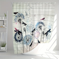 Dandelion Pattern Shower Curtain Waterproof Fabric Bath Curtain
