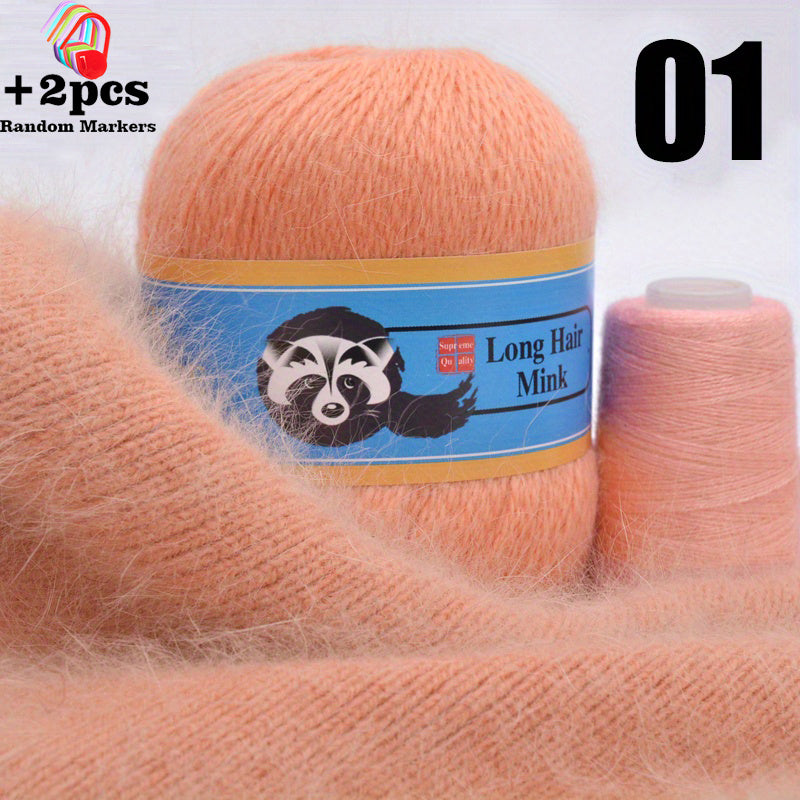 Long Plush Mink Cashmere Wool Yarn 20g 50set w/Markers Fine Hand Knitting Thread