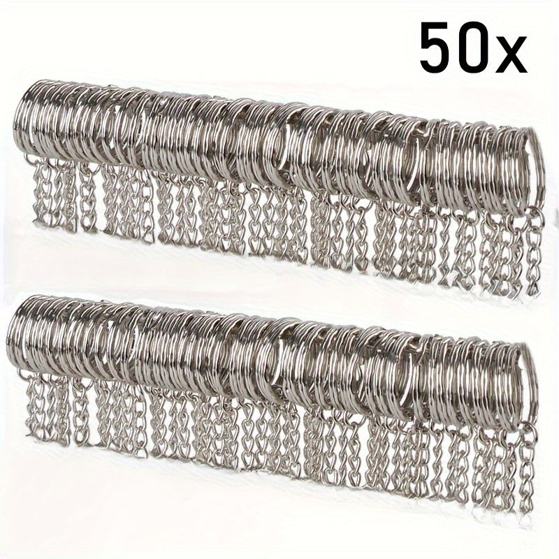 50pcs Metal Blank Keyring Split Rings Keyfob Key Rings Lobster Clasp Keychains