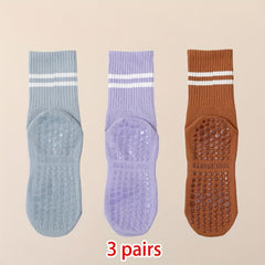 3 Pairs Yoga Socks Gym Pilates Sports Grip Socks Anti-slip