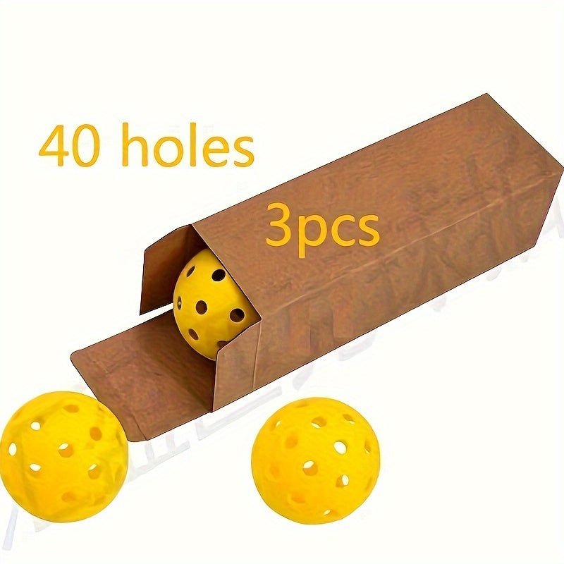 3pcs 40 Hole Pickleball Balls for Outdoor Training and Replacement