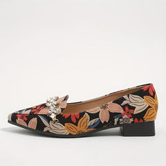 Women's Floral Print Flats Pointed Toe Slip On Fashionable Flat Shoes