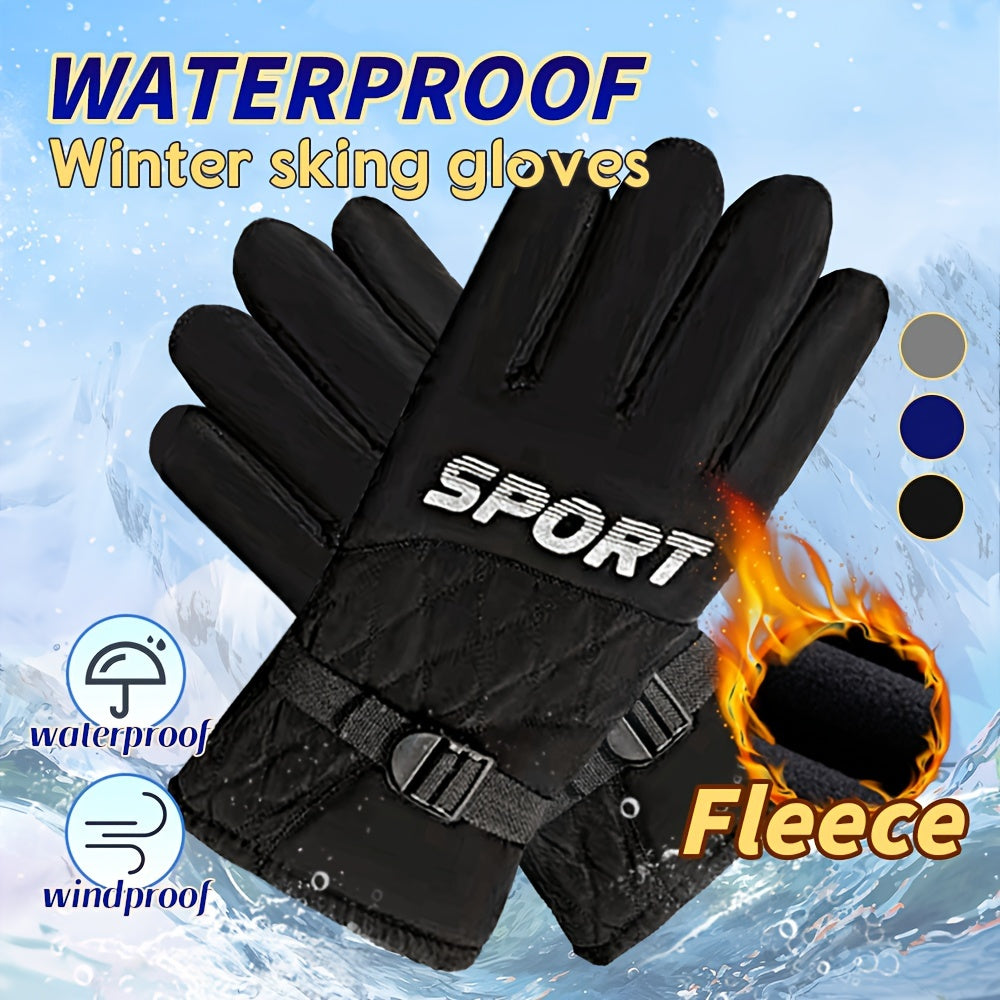 Winter Fleece Lined Warm Gloves Anti Slip Waterproof - Cycling Running Driving
