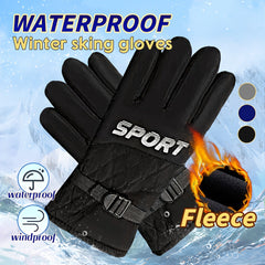 Winter Fleece Lined Warm Gloves Anti Slip Waterproof - Cycling Running Driving