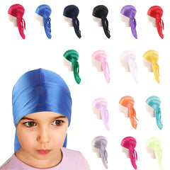 Kids Silk Sleep Cap Boys Pirate Cap Girls Headwraps