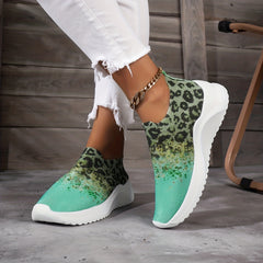 Women's Leopard Print Slip On Sneakers Lightweight Soft Shoes