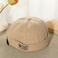 Beige Cotton Sunshade Skullies & Beanies Hat Alphabets Men Women