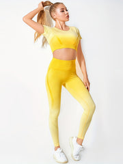 Yoga Set Crop Top & Leggings High Waist 2pcs Workout Suit Activewear