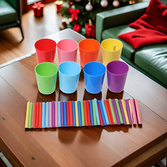 Wooden Number Matching Game with Counting Sticks & Colorful Cups