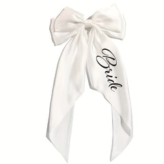 Bride Satin Bow Headpiece Wedding Hair Accessory Secure Hair Clip for Updos