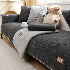 Thickened Plush Sherpa Sofa Slipcover - Furniture Protector Dog Friendly