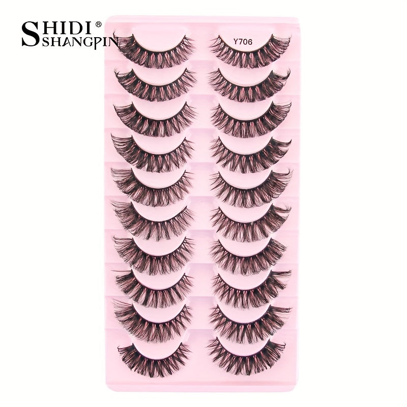 10 Pairs Natural Slender Thick False Eyelashes Extension