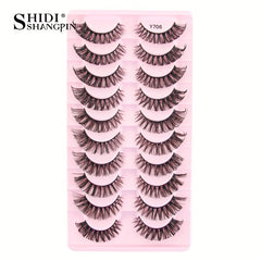 10 Pairs Natural Slender Thick False Eyelashes Extension
