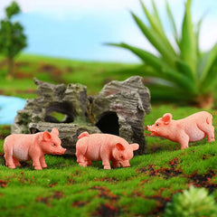 3pcs Mini Piggy Ornament Resin Crafts Yard & Garden Decor