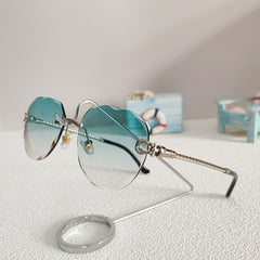 Summer Rimless Metal Polygon Pilot Aviation Sunglasses