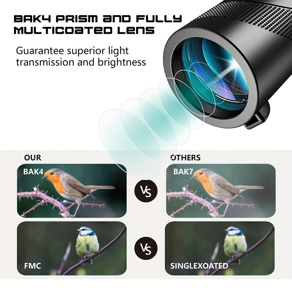 High Power 40X60 Monocular Telescope Smartphone Holder Tripod