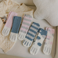 6 Pairs Cat Claw Print Socks Warm & Comfy Fuzzy Women Stockings