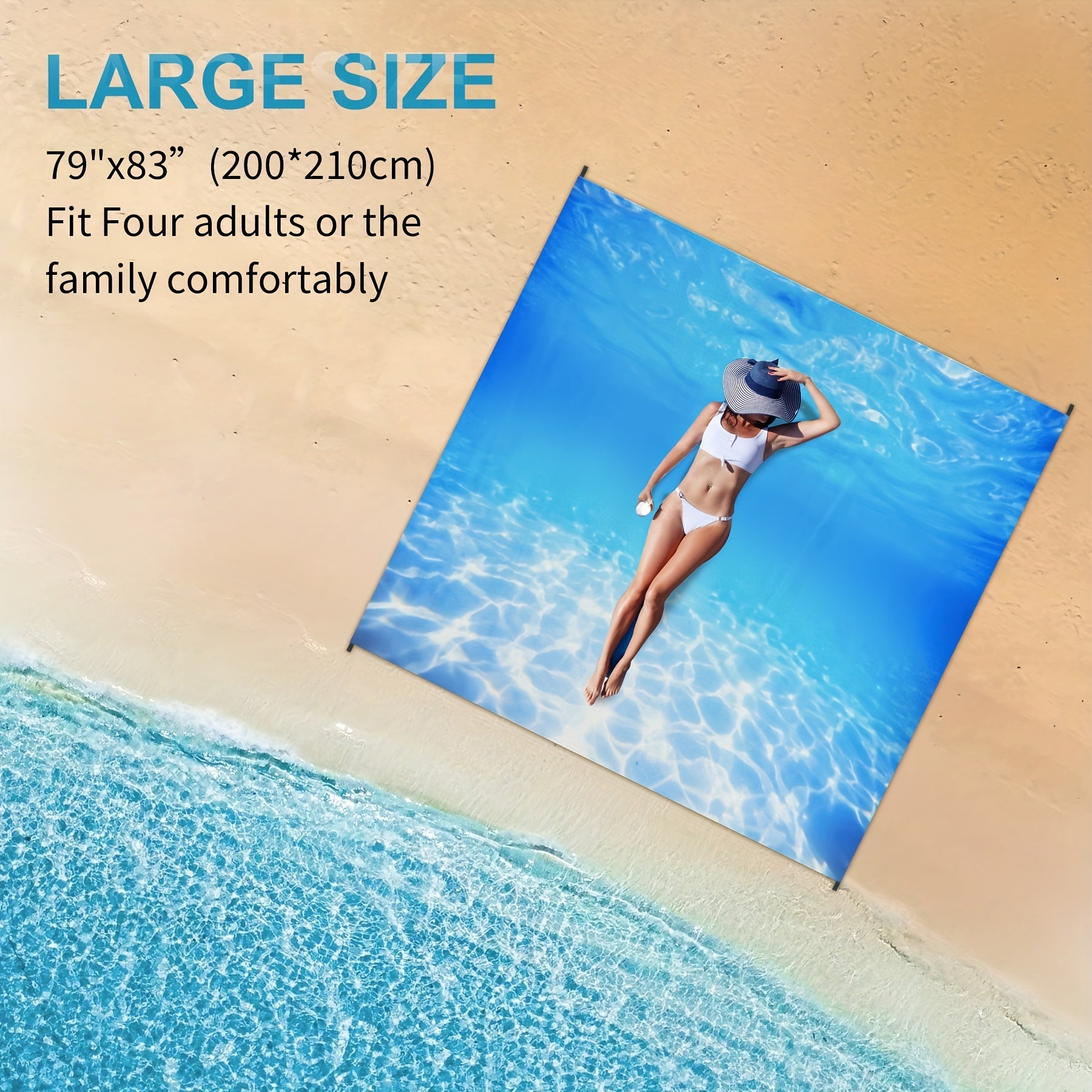 Waterproof Foldable Beach Mat Plaid Outdoor Camping