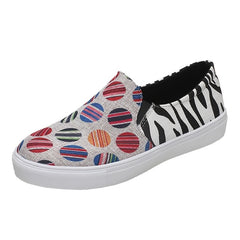 Women's Printed Round Toe Flat Loafers Slip On Canvas Shoes
