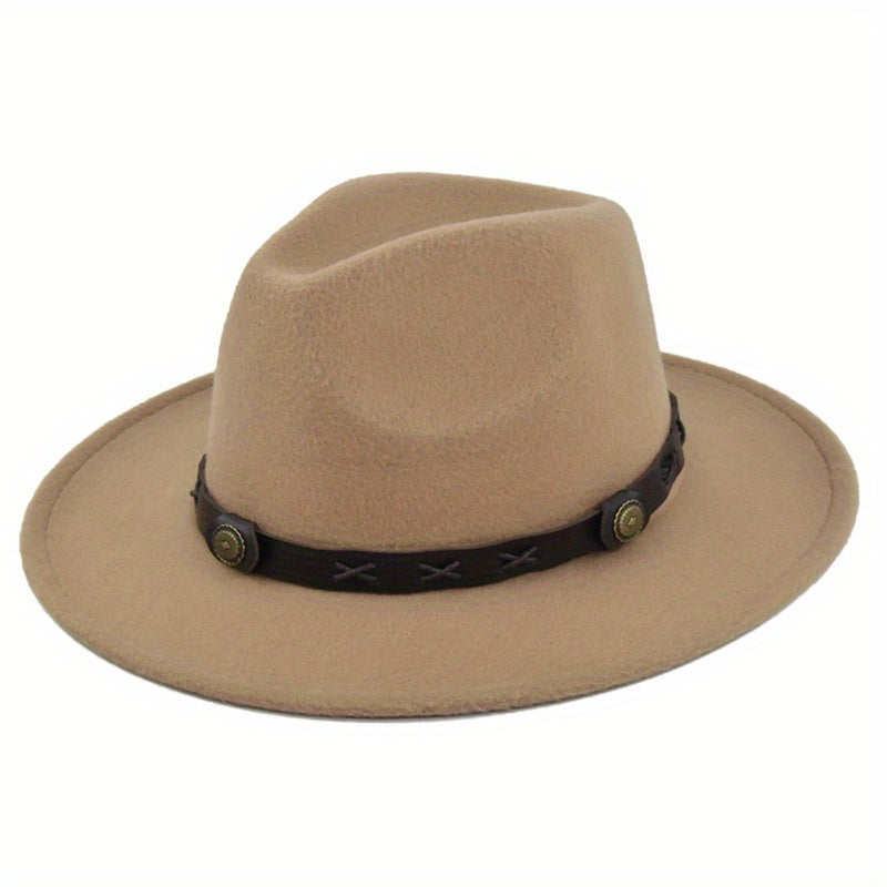 Men's Vintage Woolen Top Hat Flat Brim Felt Hat