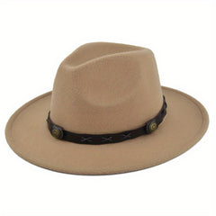 Men's Vintage Woolen Top Hat Flat Brim Felt Hat
