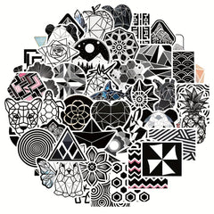52pcs Geometric Pattern Graffiti Stickers for Book Luggage Notebook Waterproof