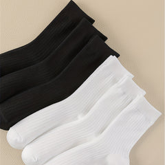 6 Pairs Comfy Mid Tube Solid Socks Women's Stockings & Hosiery