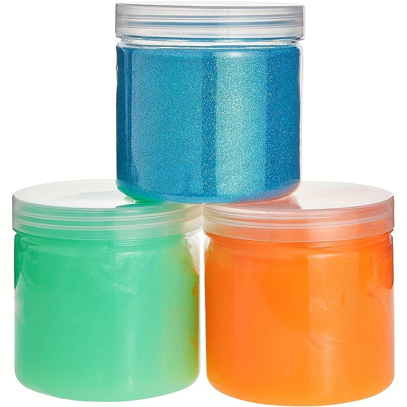 10 Clear Plastic Jars with Lids Slime Storage Craft Organizer