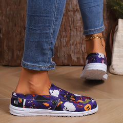 Halloween Pumpkin Ghost Slip On Canvas Shoes