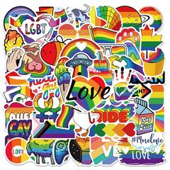 50Pcs Rainbow Waterproof Stickers For Water Bottle Laptop Scrapbook Lugg