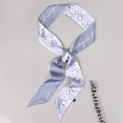 Flower Printed Neckerchief Skinny Scarf Headband Hair Tie
