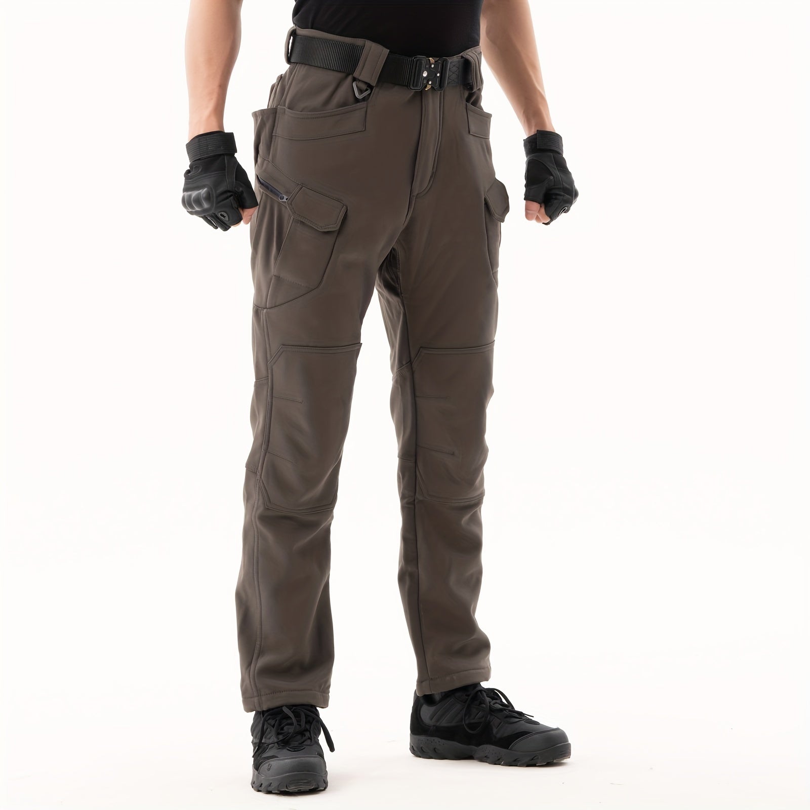 Men's Winter Work Trousers Plus Velvet Warm Cargo Pants