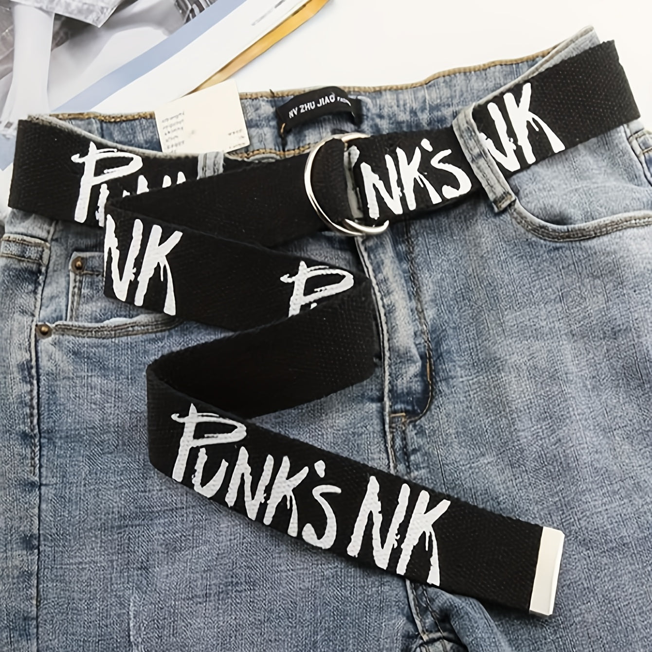 Men's Canvas Pants Belt with Double Ring Buckle