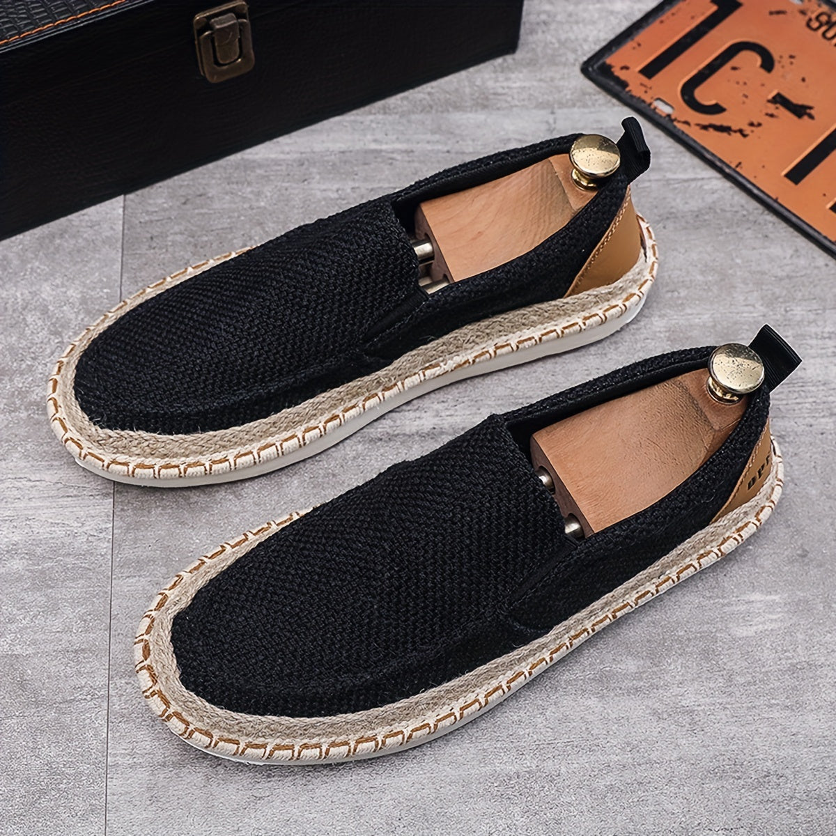 Men's Canvas Espadrille Loafer Shoes Lightweight Slip On Shoes