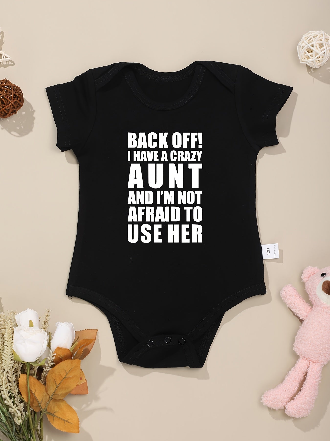 Baby Boys BACK OFF Print Romper Short Sleeve Bodysuit