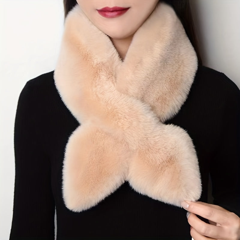 Thickened Double-Sided Plush Rabbit Fur Scarf for Women and Men