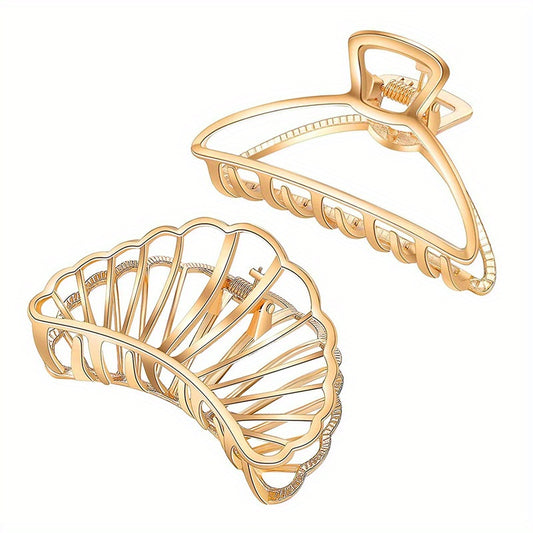 2pcs Metal Hollow Hair Claw Style Hair Claw Nonslip Ponytail Hol