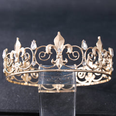 Vintage Golden Crystal Wedding Tiara Bridal Crown