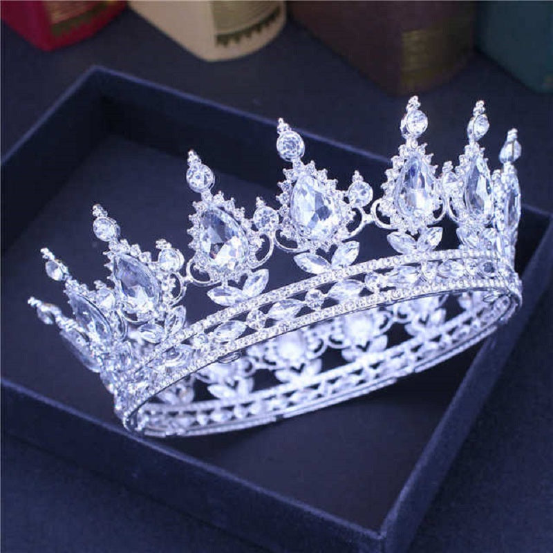 Golden Baroque Queen Crown And Tiaras Rhinestone Wedding Crown Bride Tia