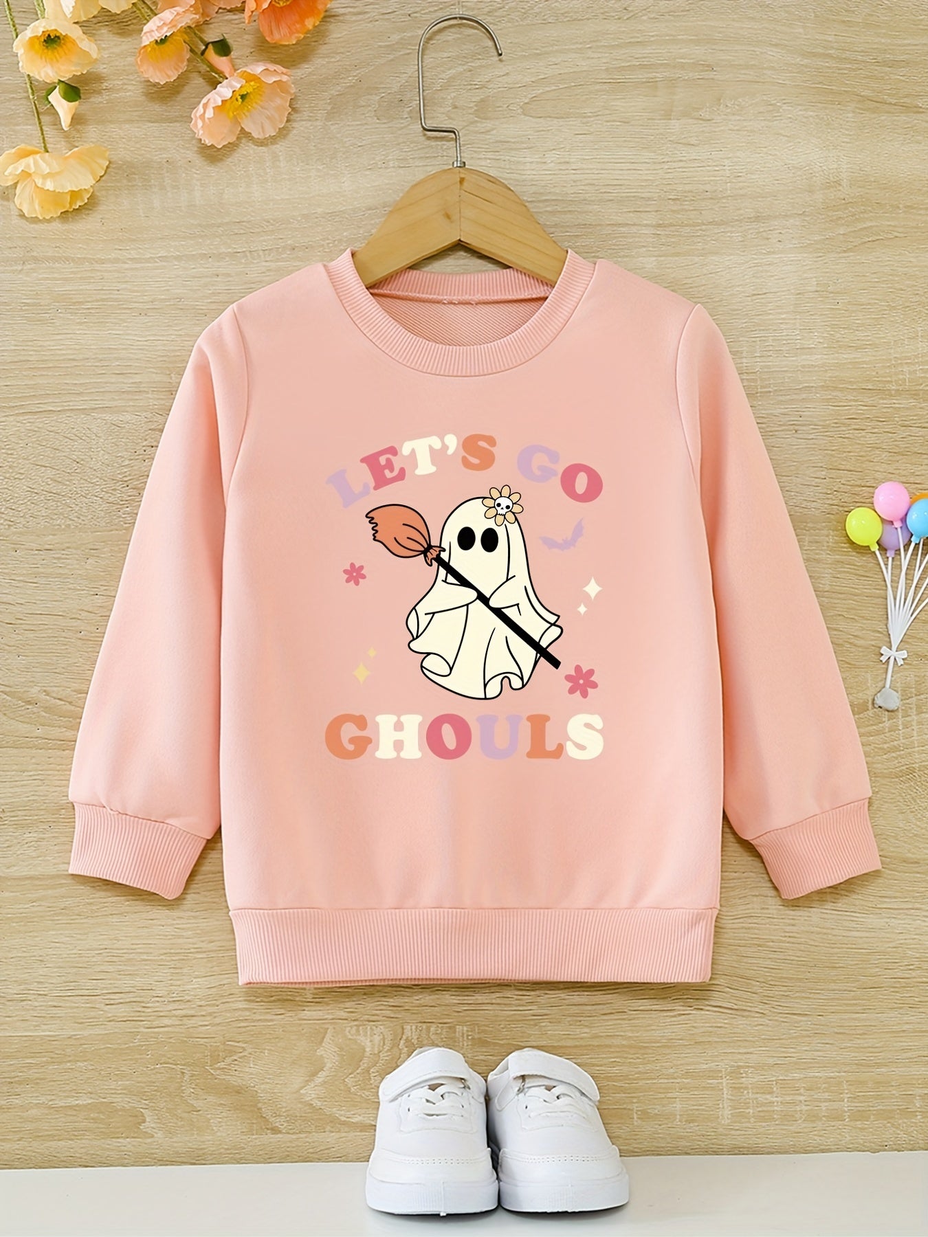 Go Chouls Ghost Graphic Halloween Girls Sweatshirt