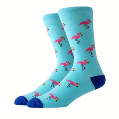 5 Pairs Flamingo Pattern Socks Breathable Mid Tube Women's Stockings