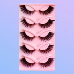 Soft Natural Cat Eye Lashes Long Full Strip w/Winged Ends