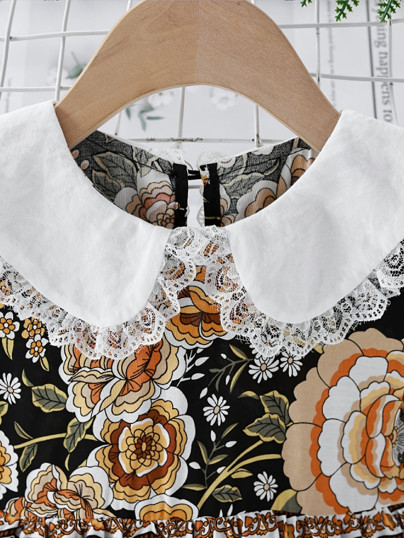 Baby Girls Floral Dress with Long Sleeve and Doll Collar