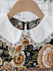 Baby Girls Floral Dress with Long Sleeve and Doll Collar